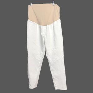 Liz Lange Maternity White Jean Cropped Ankle Pants (Size: Large 12-14)